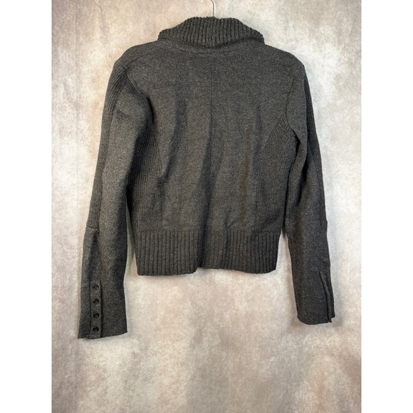Ann Taylor Loft Women's Gray Merino Wool Zipper Shawl Collar Cropped Cardigan  M - Picture 4 of 5